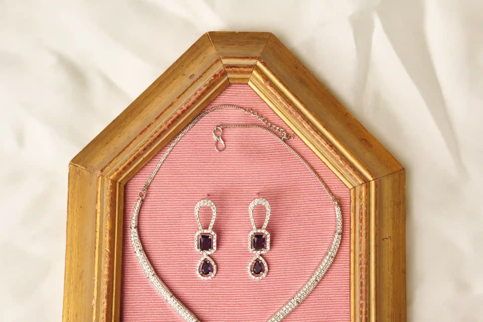 Matching Amethyst Drop Earrings from Bloom Purple Necklace Set, Rhodium Polished by Naila J Designs