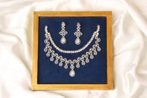 Layered Necklace Set - Echo White CZ, Two-Layer Bridal Jewelry by Naila J Designs
