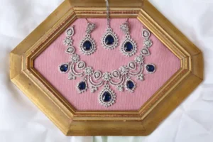 Sapphire Bridal Set - Lumi, CZ Collection Necklace and Earrings by Naila J Designs