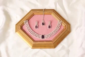 Amethyst Tennis Necklace Set - Miraje Purple, Synthetic Amethyst with CZ Detailing by Naila J Designs