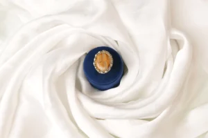 Tiger's Eye Ring - Zena, Natural Stone in Scalloped Bezel Setting by Naila J Designs