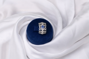 Natural unheated sapphire stone set in 925 stamped silver ring - Noorai design by Naila J Designs