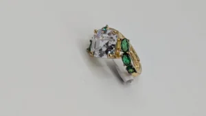Moissanite Emerald Ring, Bypass Design | Naila J Designs
